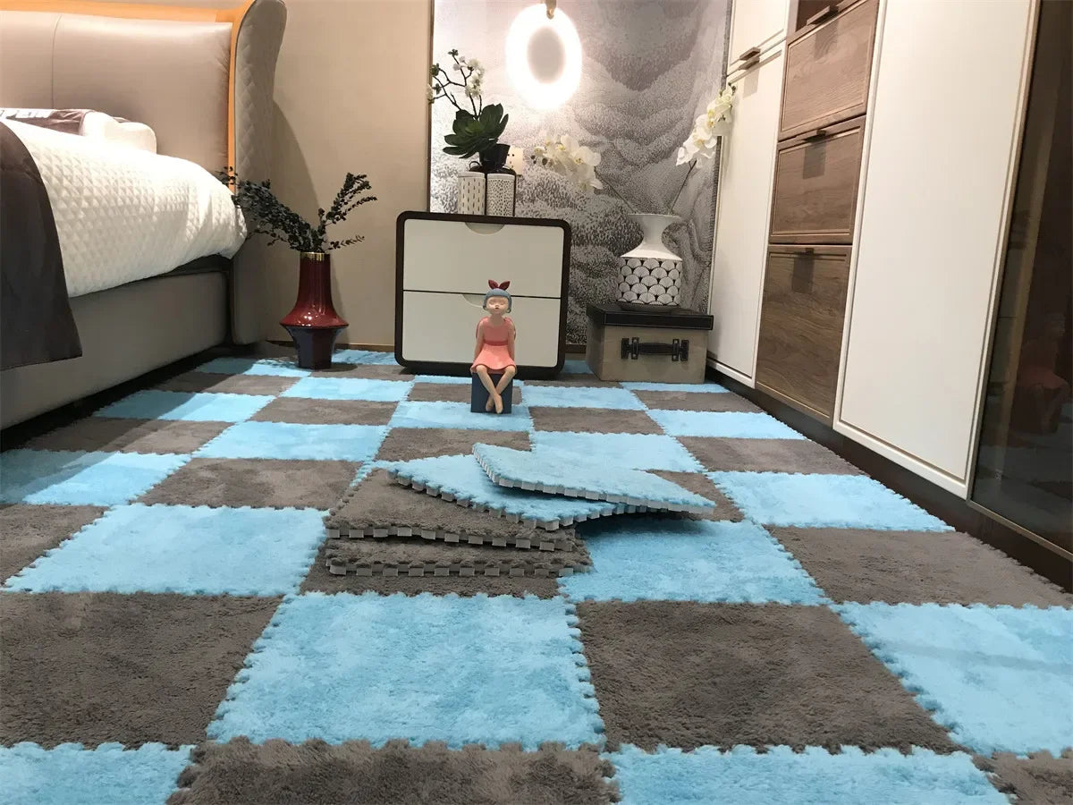 Elevate Your Living Space with Stylish Soft Line Interlocking Foam Rug Tiles - Perfect for Cozy Homes and Small Areas - 30x30x1CM