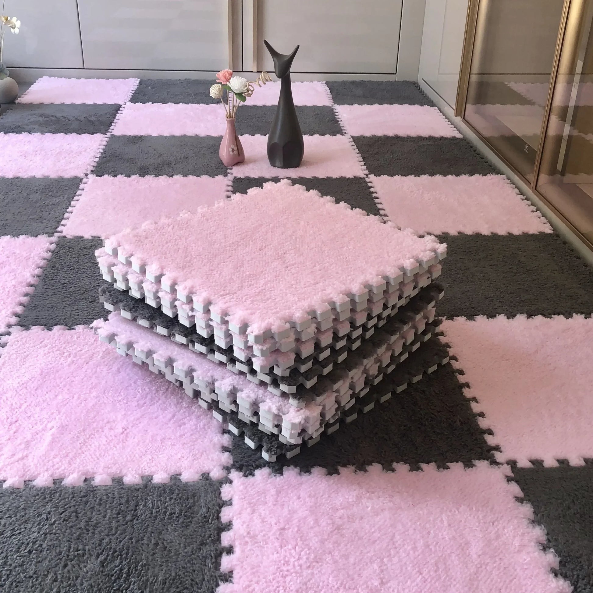 Elevate Your Living Space with Stylish Soft Line Interlocking Foam Rug Tiles - Perfect for Cozy Homes and Small Areas - 30x30x1CM