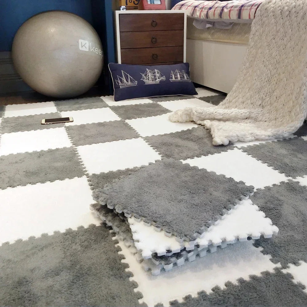 Elevate Your Living Space with Stylish Soft Line Interlocking Foam Rug Tiles - Perfect for Cozy Homes and Small Areas - 30x30x1CM